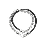 Men's Silver & Black Cord Wrap Bracelet