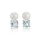 Pasadena Earrings in Button Pearls & White Topaz