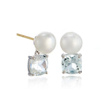 Pasadena Earrings in Button Pearls & White Topaz