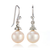 Madison Drop Earrings in White Akoya Pearls & Diamonds