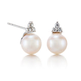 Madison Earrings in White Akoya Pearls & Diamonds