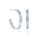 Milgrain Hoop Earrings in Swiss Blue Topaz