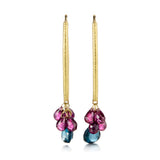 Garnet & London Blue Topaz Briolette Drop Earrings