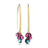 Garnet & London Blue Topaz Briolette Drop Earrings