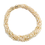Golden Keshi South Sea Pearl 7-Strand Twist Necklace with Flower Clasp