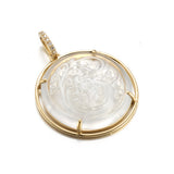 Icy Jade Carved Pendant with Diamond Bale