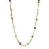 Multicolor Gemstone Cabochon Chain Necklace