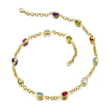 Multicolor Gemstone Cabochon Chain Necklace