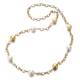Golden & White South Sea Pearl Long Chain Necklace