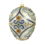 Champagne Egg with Blue Green Flourishes Ornament