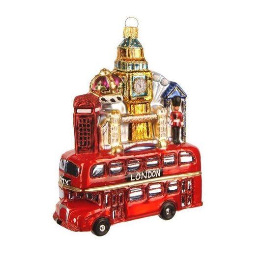 London Bus with Landmarks Ornament