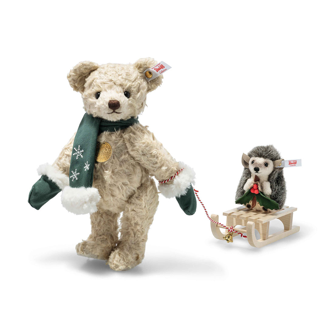 Steiff Teddy Bear with Hedgehog on Sled