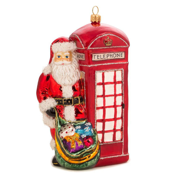 Santa in Phone Booth Ornament