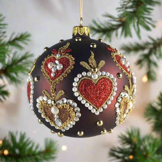 Hearts & Pearls Ball Ornament