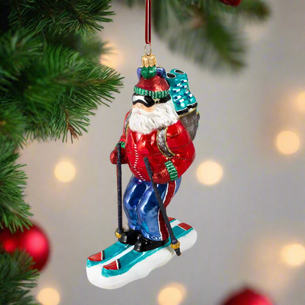 Skiing Santa Ornament