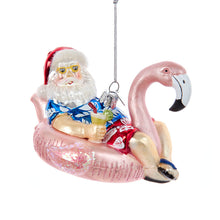 Santa in Flamingo Floatie Ornament