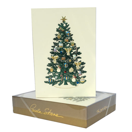 Festive Christmas Tree Note Cards, Set of 8