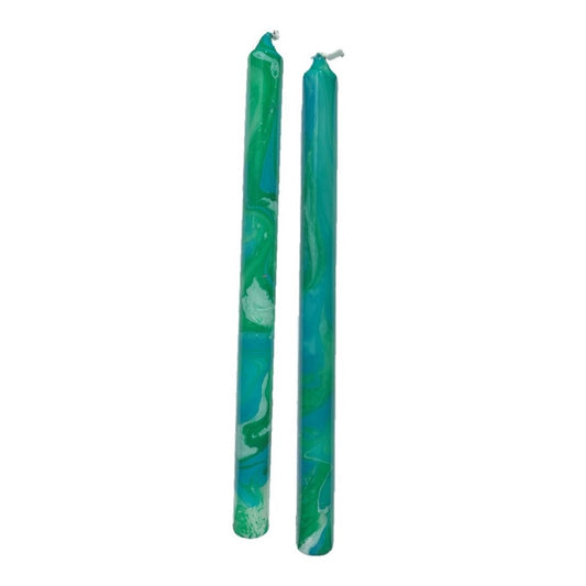 Jinglenog Marbled Taper Candles, Set of 2 Emerald Isles