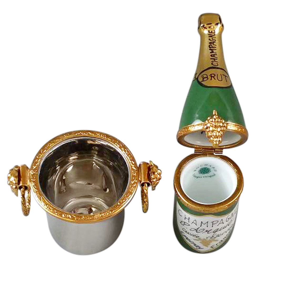 Champagne Bottle in Bucket Limoges