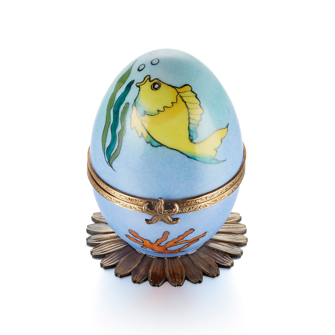 Sealife Limoges Egg Music Box, Handel's Water Music