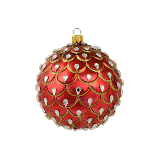 Scalloped Red Ball Ornament