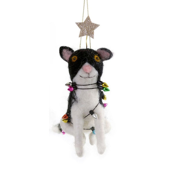 Cody Foster Xmas Lights Felt Cat Ornament