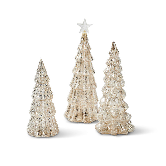 Gump's Light-up Frosted Glass Trees, Set of 3