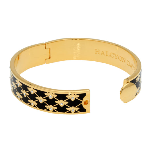 Bee Sparkle Trellis Enamel Bangle, Black