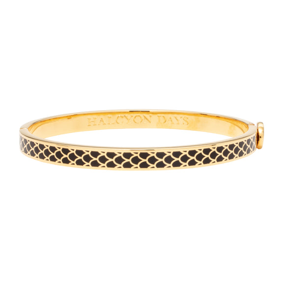 Halcyon Days Salamander Skinny Enamel Bangle, Black