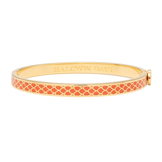 Halcyon Days Salamander Skinny Enamel Bangle, Orange