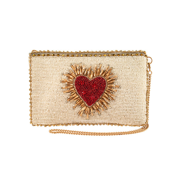 Beaded Heart Crossbody Bag