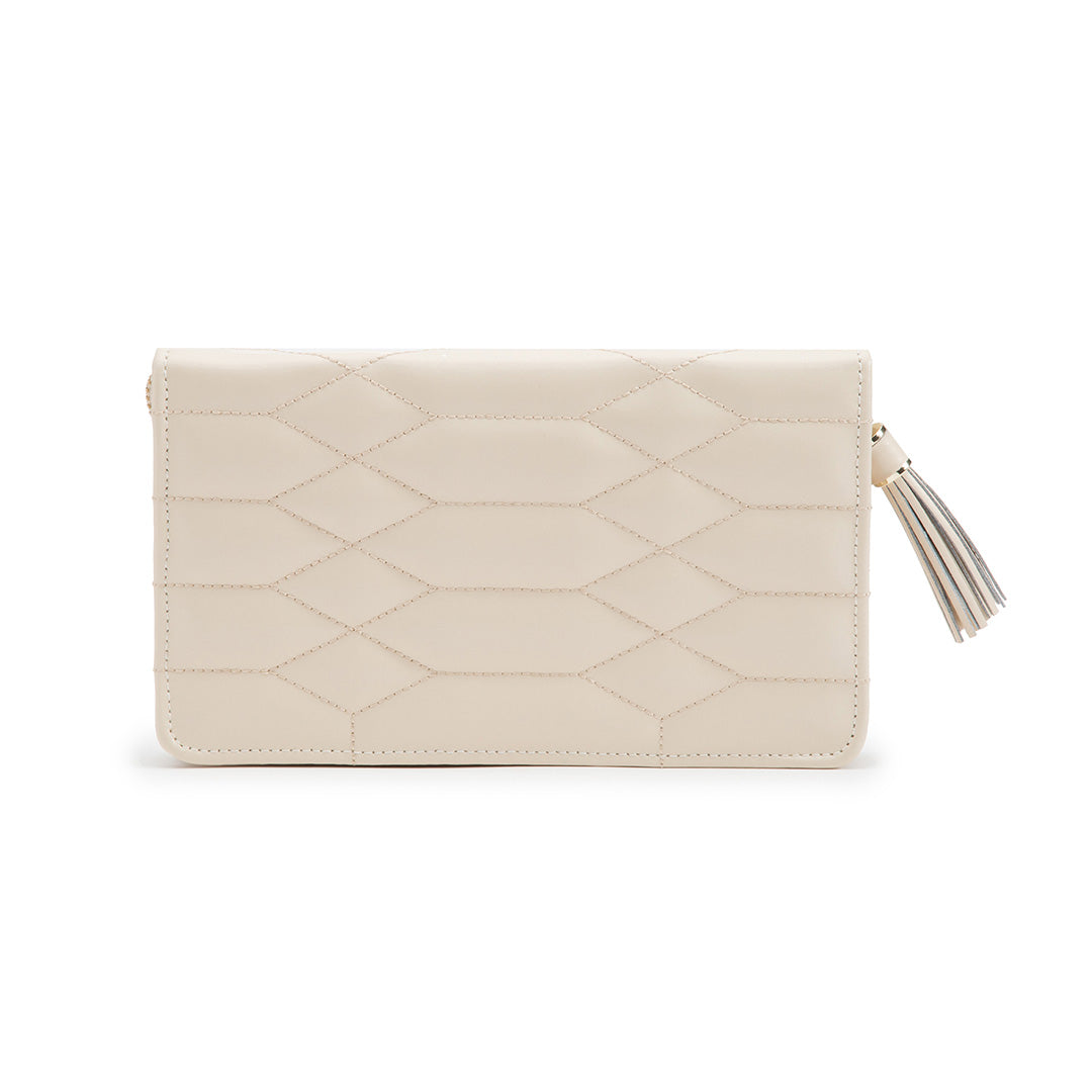 Caroline Quilted Jewelry Travel Portfolio, Ivory