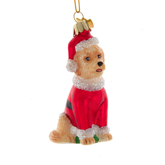 Golden Doodle in Santa Suit Ornament