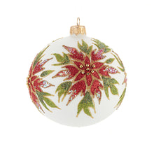 Gump's Red Holiday Flowers on White Ball Ornament