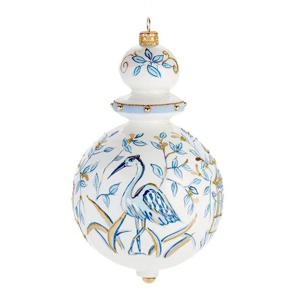 Blue & White Heron Ornament