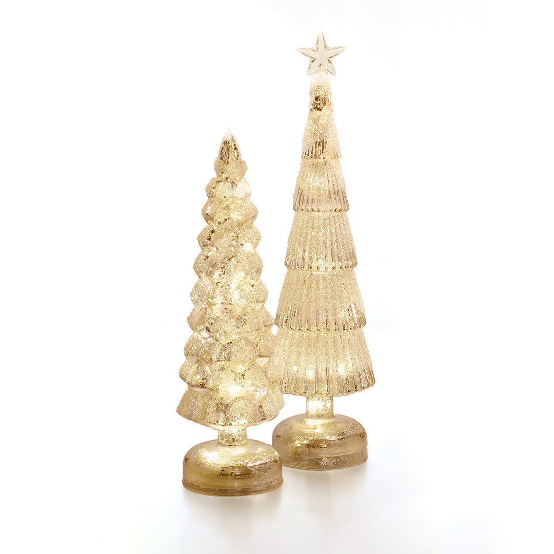 Light-up Frosted Holiday Trees, Set of 2