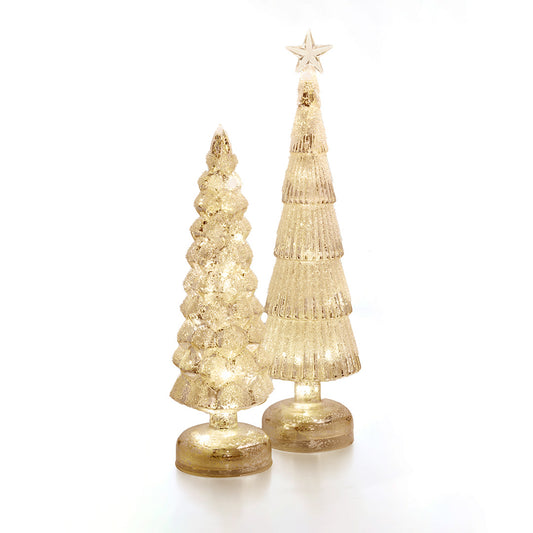 Light-up Frosted Holiday Trees, Set of 2