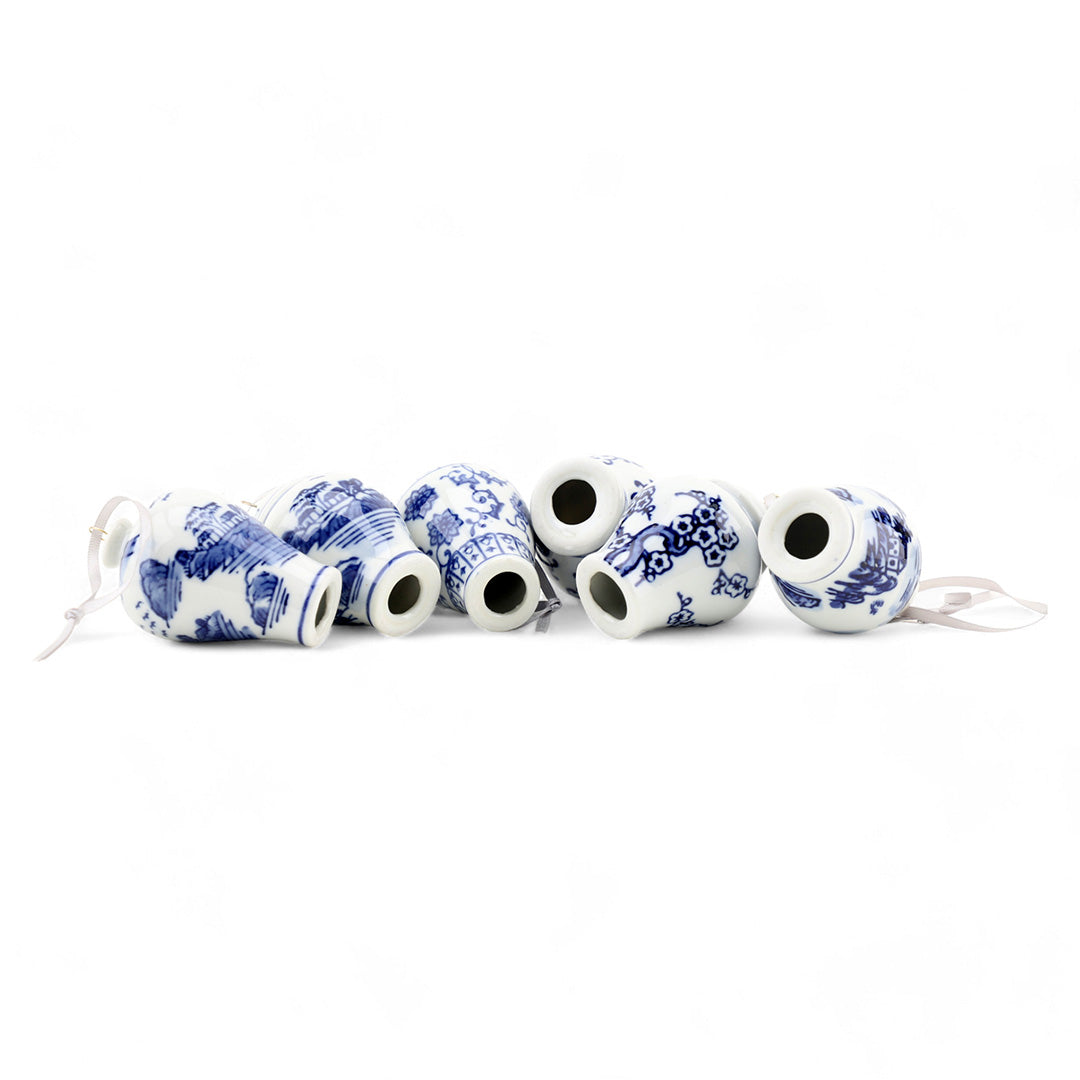 Blue & White Ginger Jar Ornaments, Set of 6