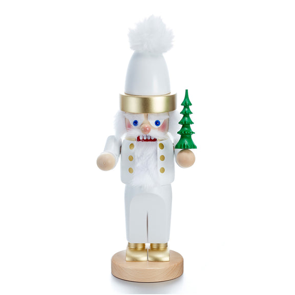 Steinbach White Christmas Santa with Pom-Pom Nutcracker