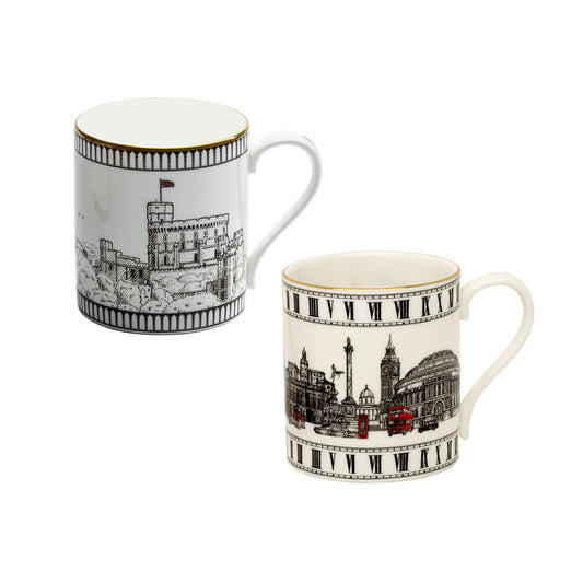 Halcyon Days London Icons & Windsor Castle Mugs, Set of 2