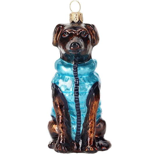 Chocolate Lab in Puffer Coat Ornament