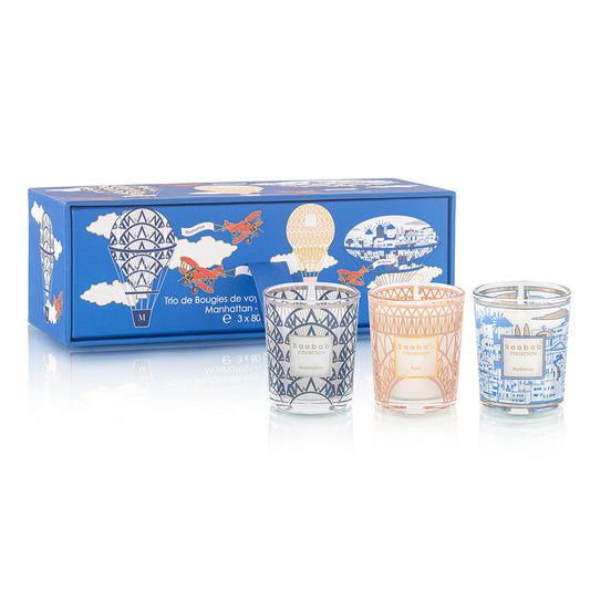 Baobab Collection Travel Votives, Set of 3 – Mykonos, Manhattan, Paris