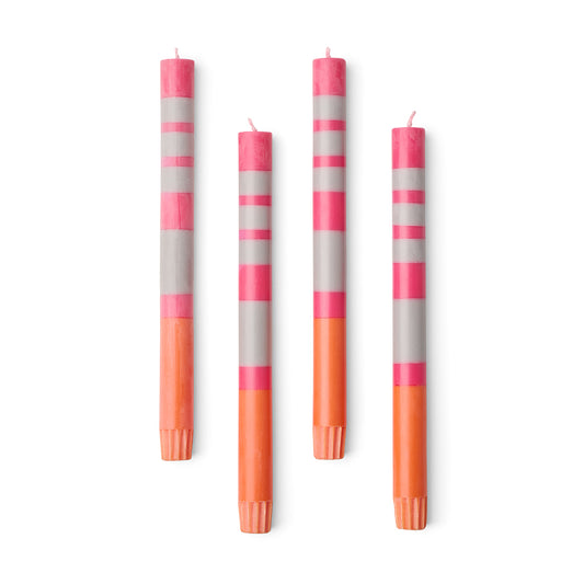 Striped Taper Candles, Set of 4