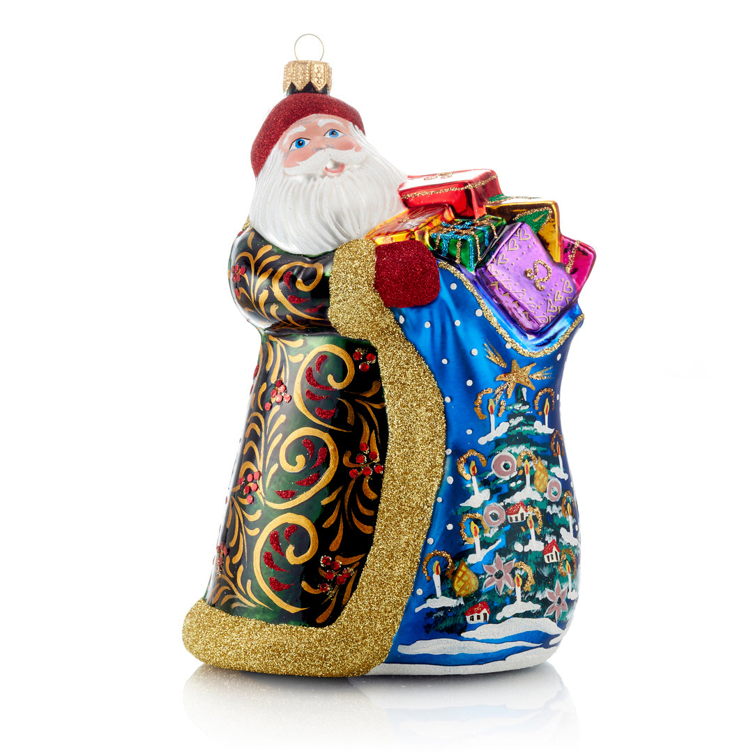 Santa with Tree Scene Ornament