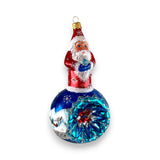 Santa on Reflector Ball Ornament
