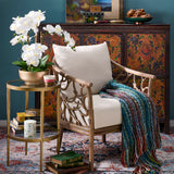 Genevieve White Orchids in Gold Bowl