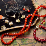 12mm Carnelian Faceted Bead Bracelet