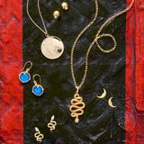 Tiny Crescent Moonface Stud Earrings