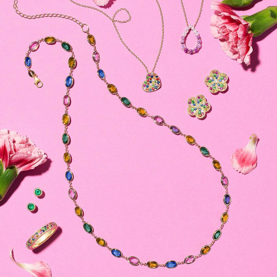 Multi-Color Sapphire Station Necklace