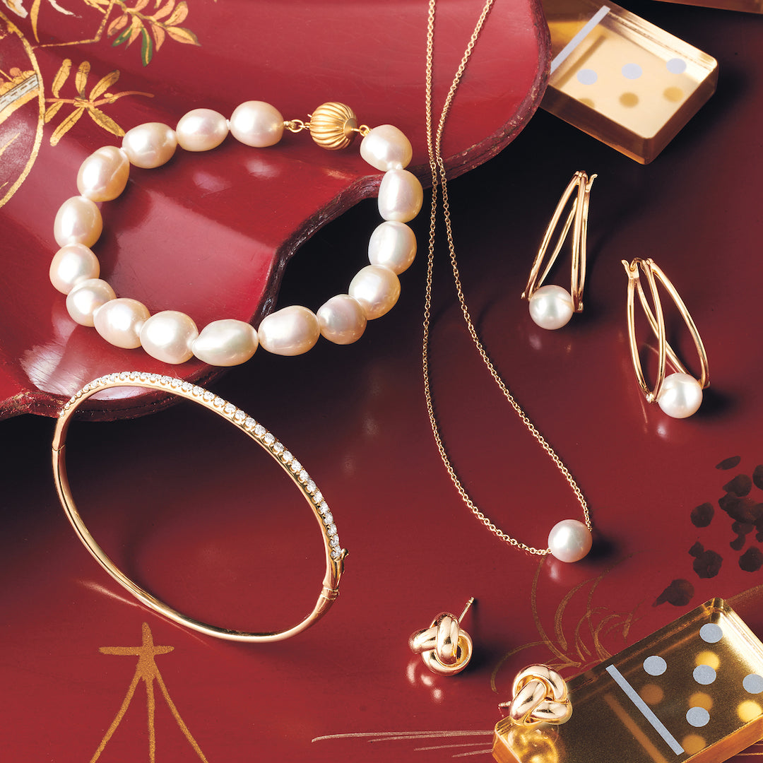 Baroque White Pearl & Gold Bracelet